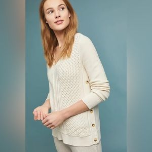 Anthropologie Cotton Arcana Buttoned Pullover Sweater